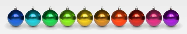 Conjunto de hermosas bolas de Navidad multicolor brillante con reflexión — Vector de stock