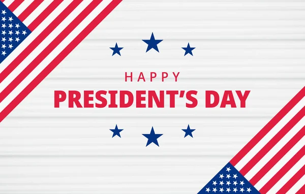 Happy Presidents Day. Festive banner background with american flag and text — Stock Vector