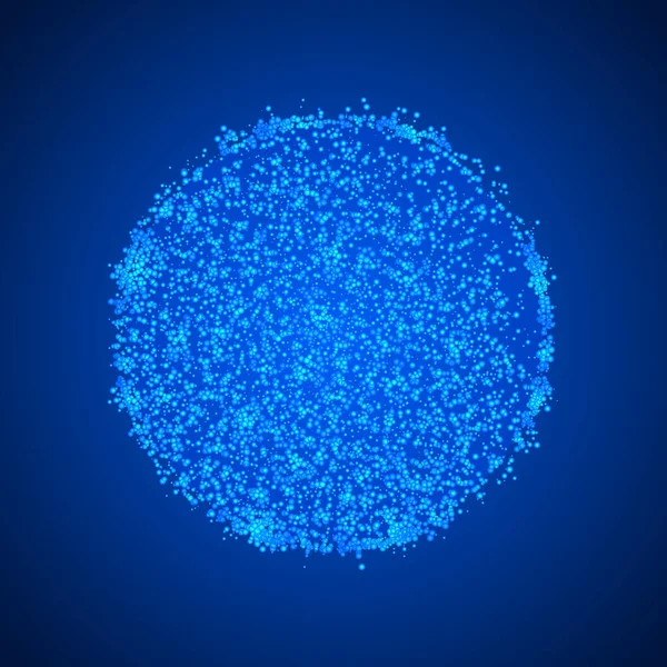 Esfera Azul Abstrata Partículas Luz Brilhante Fundo Espaço Azul Escuro — Vetor de Stock