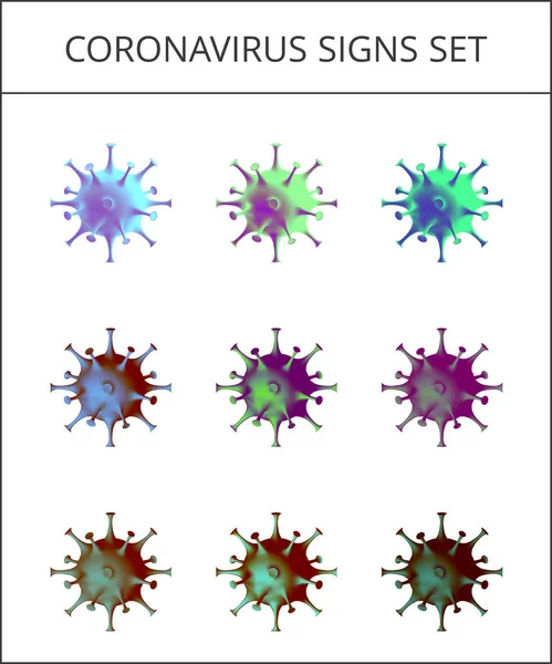 Αφηρημένο Σημάδι Του Coronavirus Σύνολο Στοιχεία Σχεδιασμού Διάφορες Επιλογές Χρωμάτων — Διανυσματικό Αρχείο