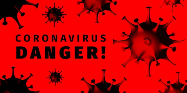 Coronavirus Gefahrenplakat Stoppt Das Konzept Des Coronavirus Ausbruchs Virenwarnbanner Rot — Stockvektor