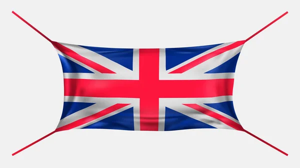 英国国旗样式的防护面罩 外科口罩卫生保健和个人卫生用品 远离有害的细菌和头孢杆菌 Covid 19爆发 3D矢量对象 — 图库矢量图片