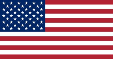 ABD resmi bayrağı. Doğru oranlarda ve renklerde Amerikan bayrağı. Düz simge. Doku haritası. Vektör illüstrasyonu