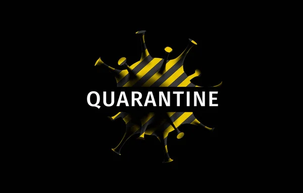 Coronavirus Quarantine Banner Protection Dangerous Virus Striped Black Yellow Warning — Stock Vector