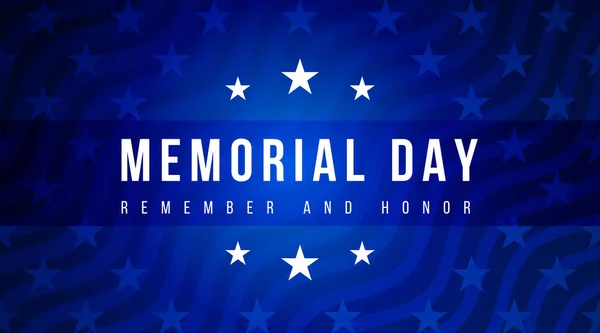 Memorial Day Remember Honor Poster Inglés Fiesta Nacional Americana Banner — Vector de stock