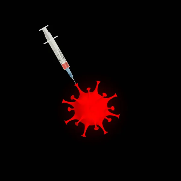 Syringe Medicine Kills Coronavirus Covid Protection Concept Abstract Conceptual Illustration — Stock Vector