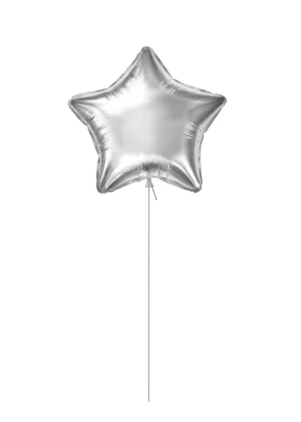 Ασημένιο Αστέρι Μπαλονιού Ηλίου Απομονωμένο Λευκό Φόντο Δώρο Διακοπών Σχέδιο — Διανυσματικό Αρχείο