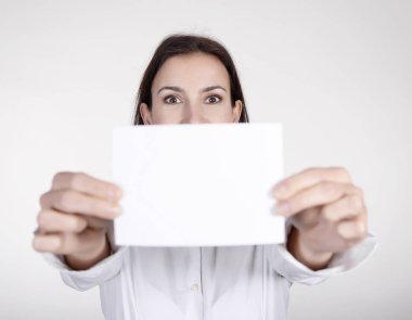  işkadını sunan beyaz kartvizit