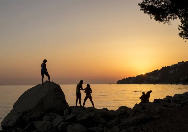 Puesta Sol Playa Croacia — Foto de Stock