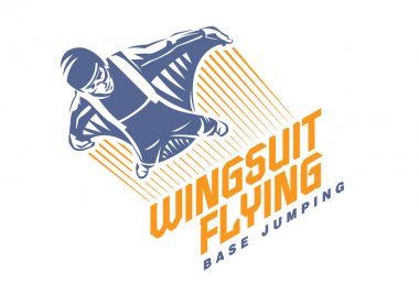 Wingsuit flying. Sport emblem clipart