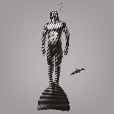 Freediver under water with monofin clipart