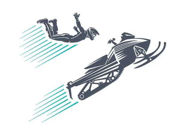 Sport d'hiver extrême. Saut en motoneige — Image vectorielle