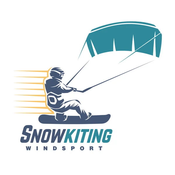 Snowkiting. Sport embléma — Stock Vector
