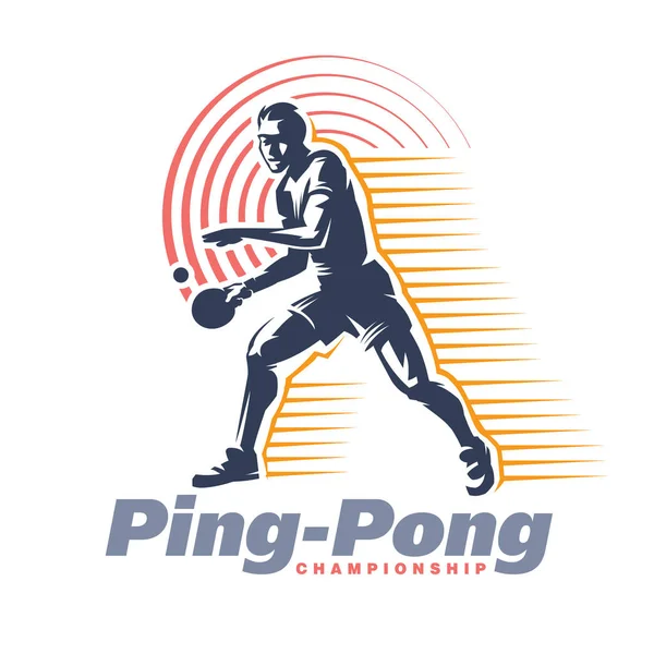 Pingue-pongue. Emblema desportivo — Vetor de Stock