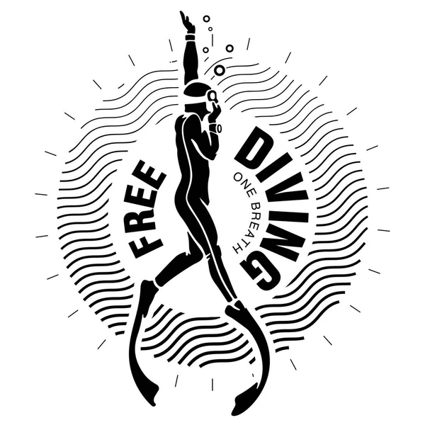 Freediving. Emblema deportivo — Archivo Imágenes Vectoriales