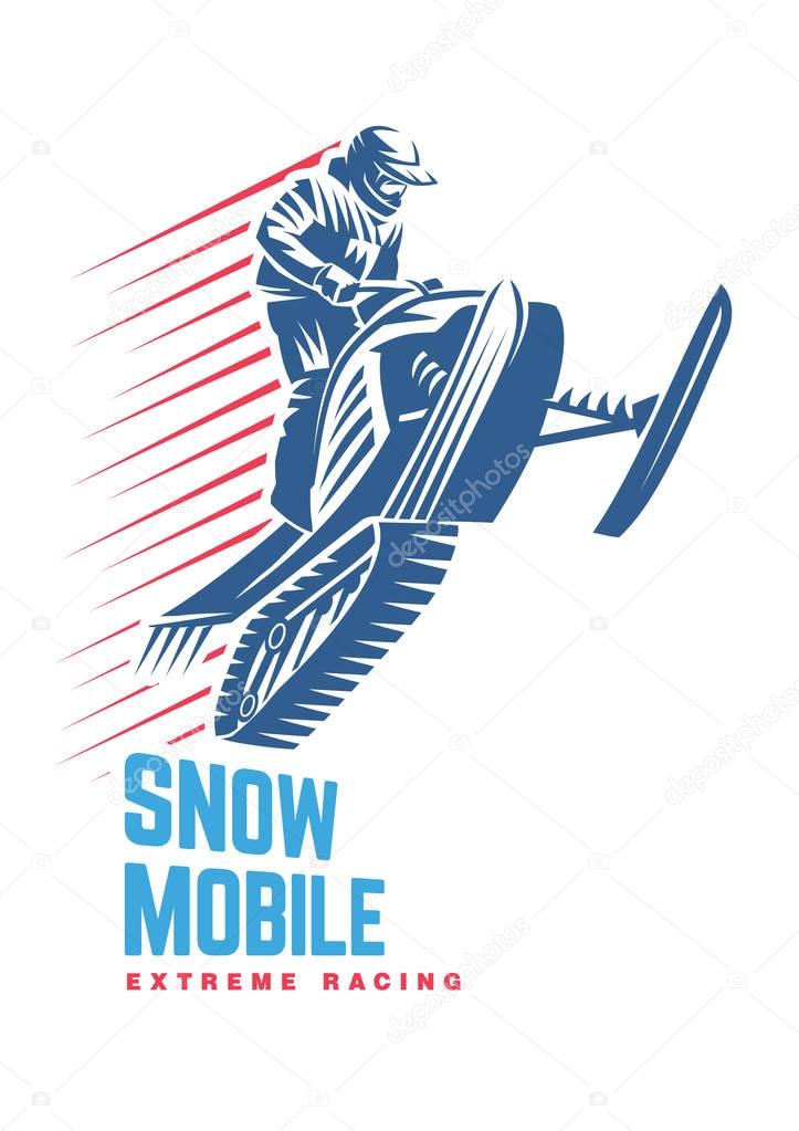 Extreme winter sport. Snowmobile