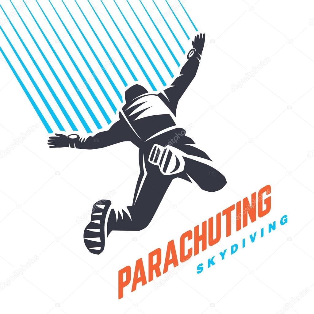 Parachutist in flight. Sport emblem
