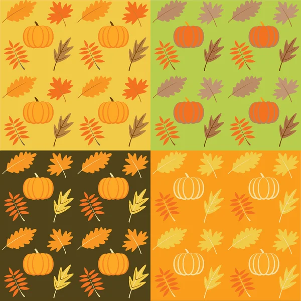 Texture vectorielle automne citrouilles et feuilles — Image vectorielle