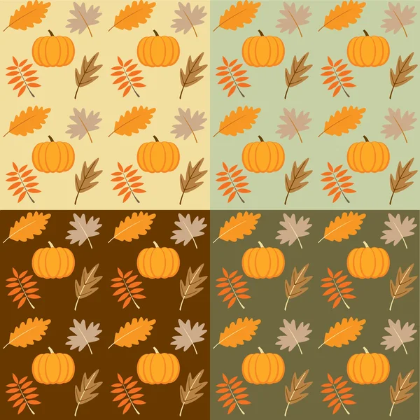 Vector texture fall pumpkins and leaves — Stock Vector