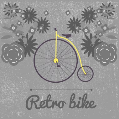 retro bisiklet üzerinde büyük bir tekerlek vektör çizim b çevrili