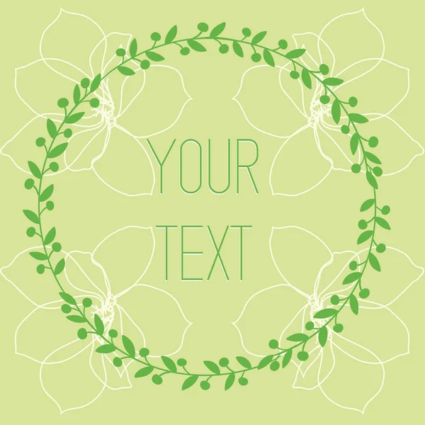 Postcard with spring flowers and picture frame Ah your text — Stock Vector