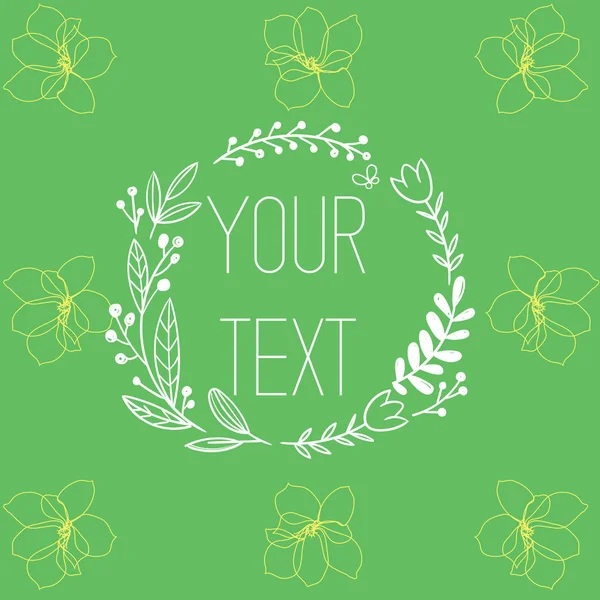 Postkarte mit Frühlingsblumen und Bilderrahmen ah Ihr Text — Stockvektor