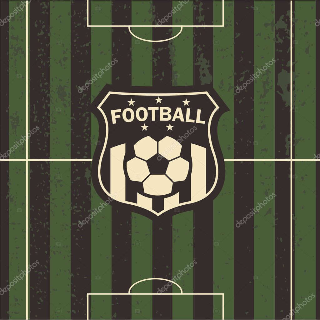 Vector illustration of football emblem football field and beautiful icons and logos with the ball to use in the plot