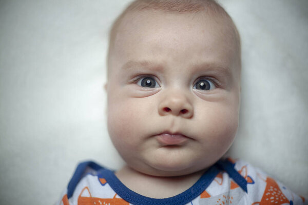 Close up portrait, newborn baby boy 