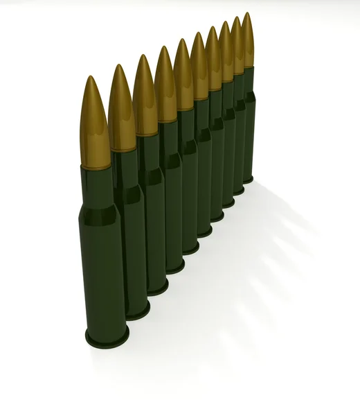 Row cartridges for machine gun — Stock Photo, Image