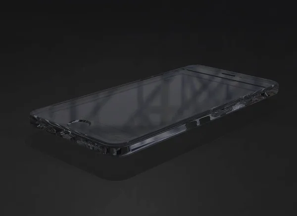 Layout glas telefon över mörk bakgrund — Stockfoto