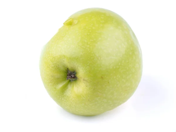 Bitten green apple on a white background — Stock Photo, Image