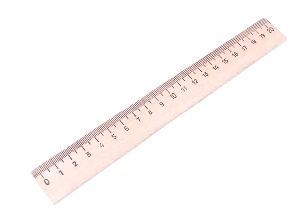 Wooden ruler on a white background — Stock Photo, Image