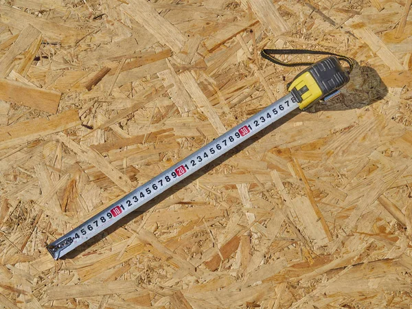 Ahşap arka plan cetvelde İnşaat