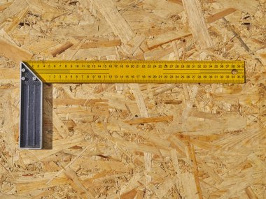 Ahşap arka plan cetvelde İnşaat