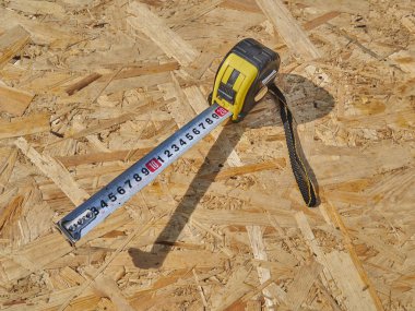 Ahşap arka plan cetvelde İnşaat