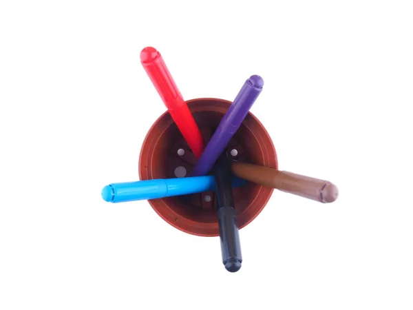 Felt-tip pens in a flowerpot — Stock Photo, Image