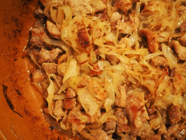 Fried cabbage in a pan — Stock Photo, Image