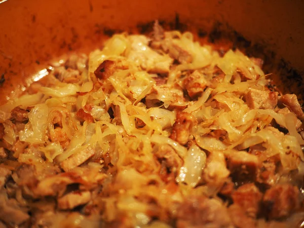 Fried cabbage in a pan — Stock Photo, Image