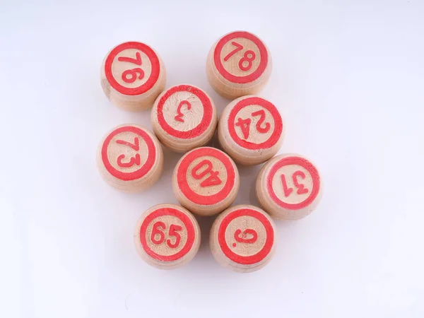 barrels with numbers for playing bingo on white background