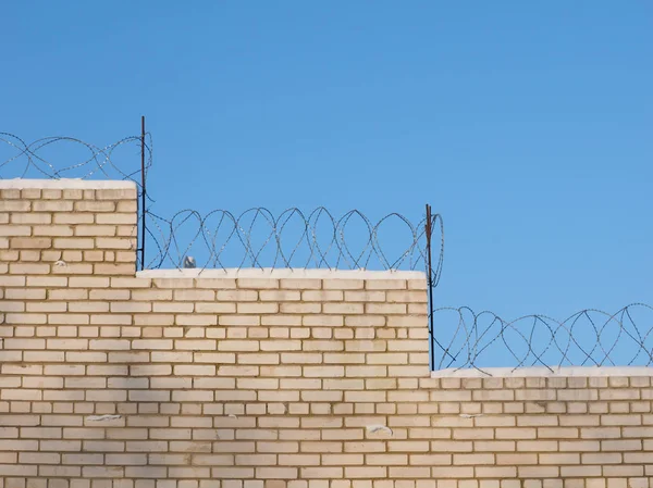 Barbed Wire Brick Fence — Stock Photo, Image