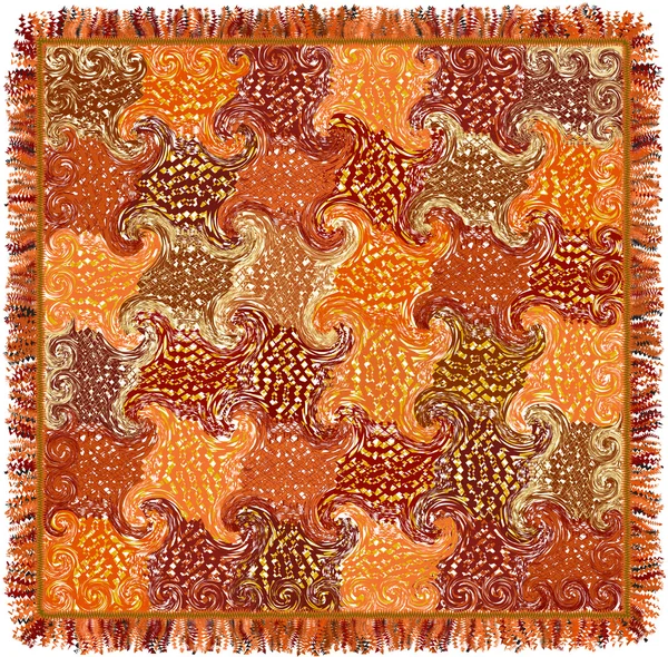 与 grunge 的方形多彩地毯条纹和螺旋图案 — 图库矢量图片