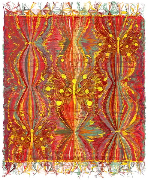 Вертикальне плетіння гобеленів з смугастим хвилястим барвистим візерунком, аплікація — стоковий вектор