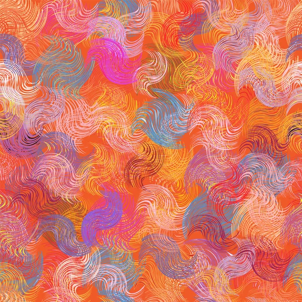 Rainbow sömlösa mönster med grunge randig vågig element — Stock vektor