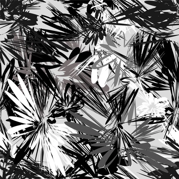 Черно-белый бесшовный рисунок с радиальными элементами гранж-полос — стоковый вектор