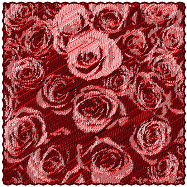 程式化的玫瑰花纹方形壁挂 — 图库矢量图片