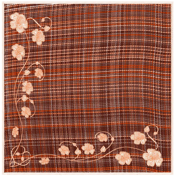 Serviette carrée tissée avec applique florale — Image vectorielle