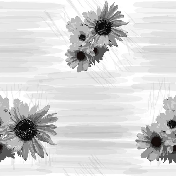 Motif sans couture rayé grunge avec tournesols — Image vectorielle