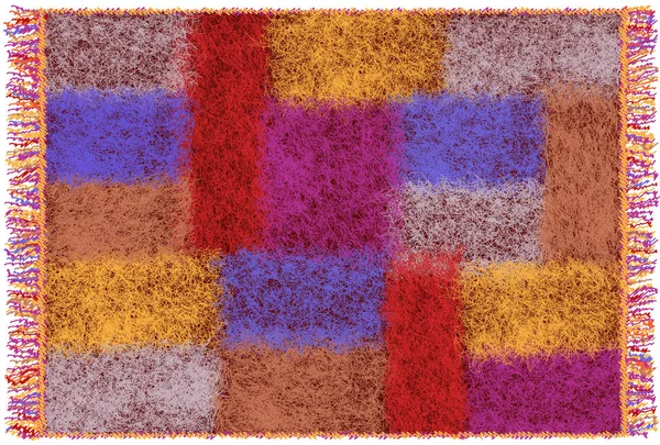 蓬松的马海毛格子与五颜六色的编织长方形元素和 — 图库矢量图片