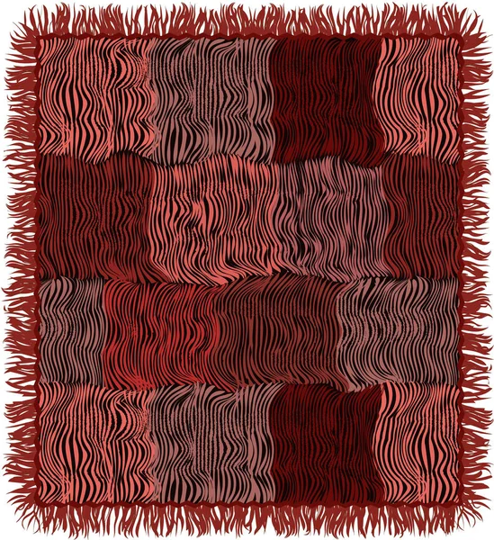 Tapis matelassé à rayures grunge avec frange en brun, rose, violet — Image vectorielle