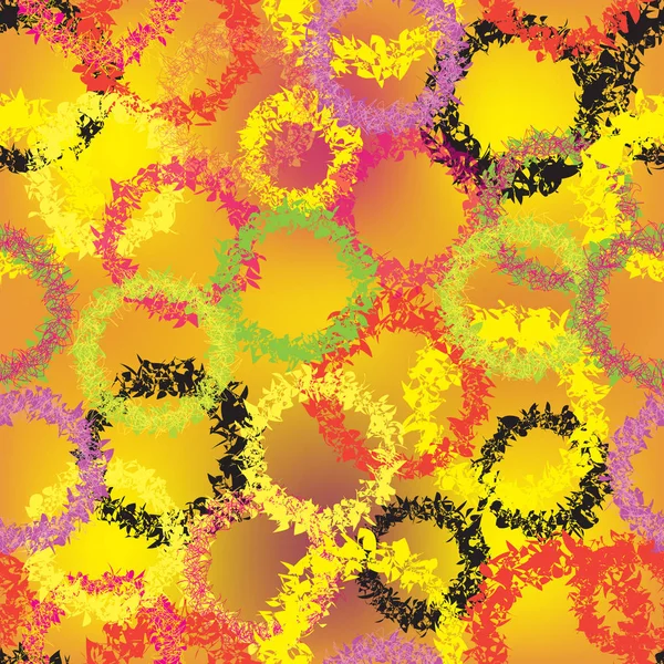 Απρόσκοπτη ζωντανή μοτίβο με grunge scribbled πολύχρωμα δαχτυλίδια — Διανυσματικό Αρχείο